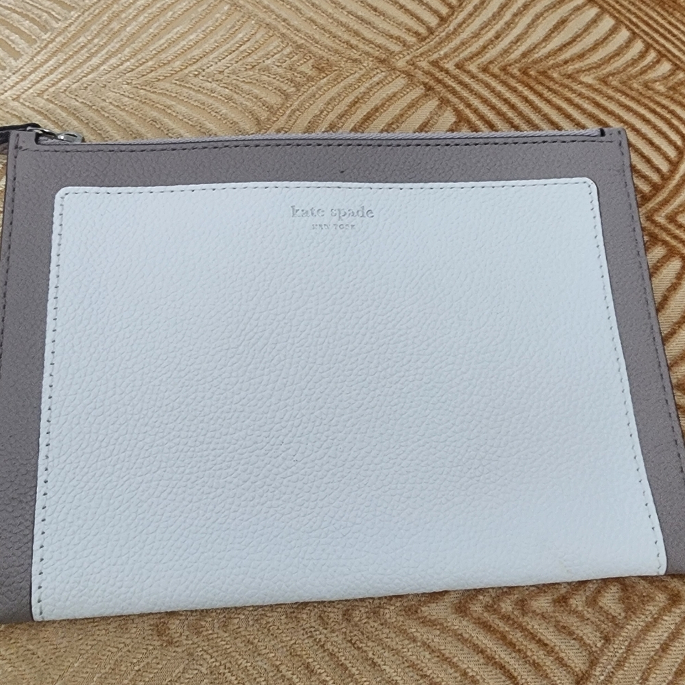 Kate Spade Gray and White Toiletry Bag